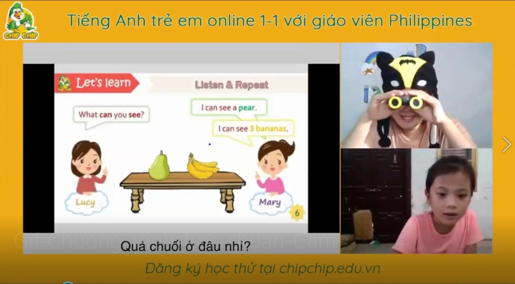 Học tiếng Anh online 1 kèm 1 chip chip