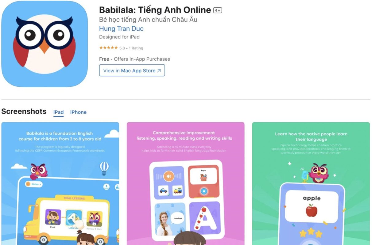 nền tảng học tiếng Anh cho bé uy tín có thu phí